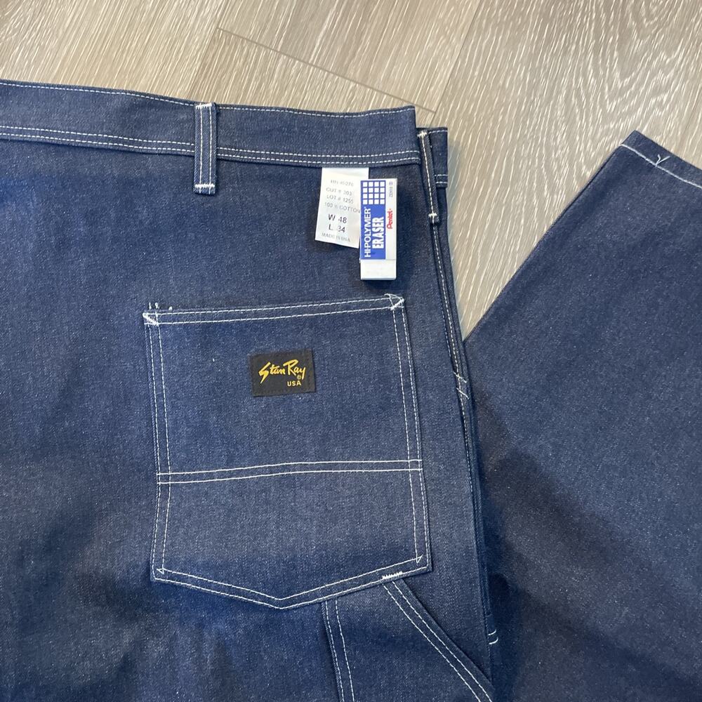 Men's Stan Ray Original Painter Pants Denim Size 48 X 34 Rare Size USA Made 7 - Picture 2 of 8
